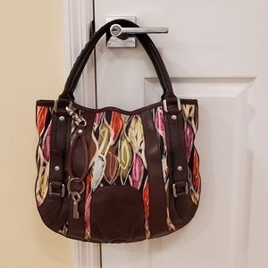 Fossil Leather and Canvas Shoulder Bag